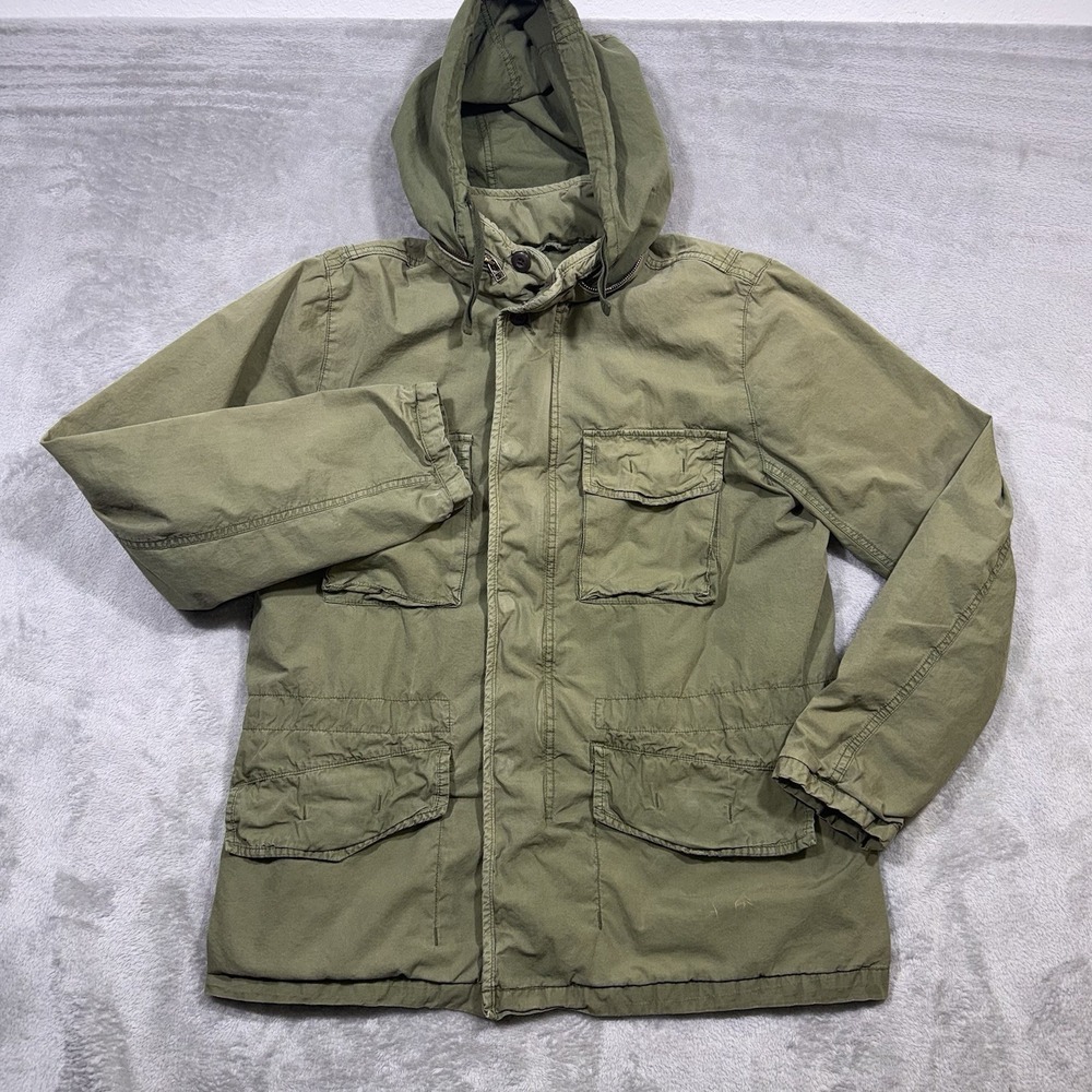 Gap Field Utility Jacket M-65 Mens Large Olive Green Military Paratrooper Hooded